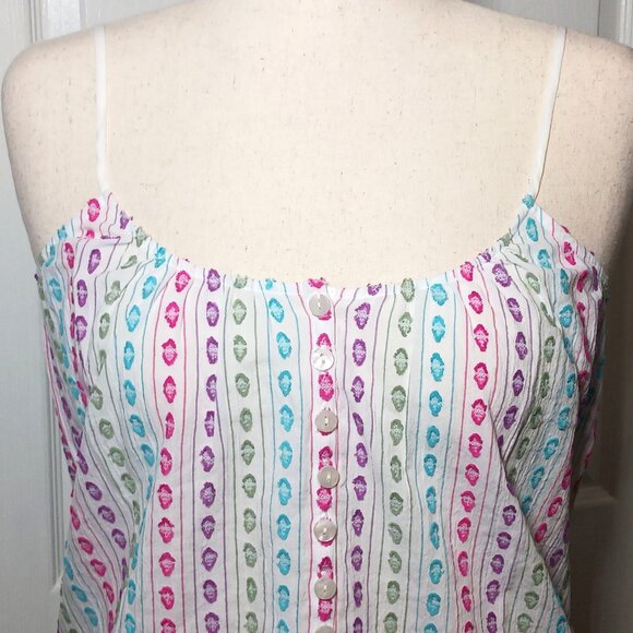 NEW ModCloth Can't Stop Giggling Embroidered Tie-Back Camisole White Dots Size M - Picture 5 of 12